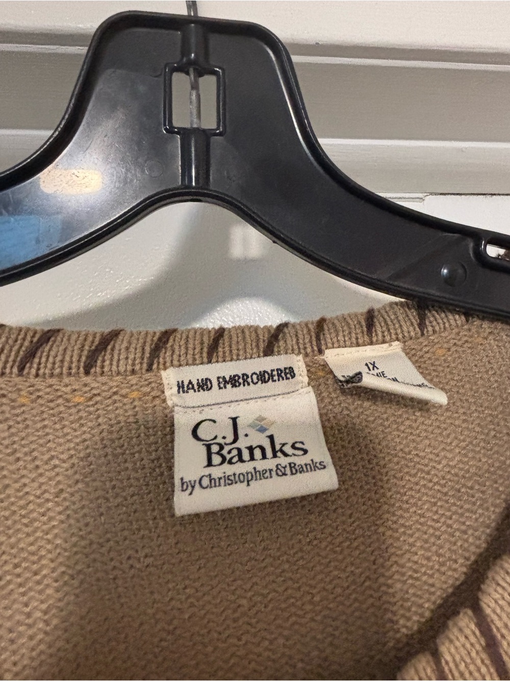 CJ Banks Brown and Tan Floral Appliqué Button Cardigan - Picture 5 of 13